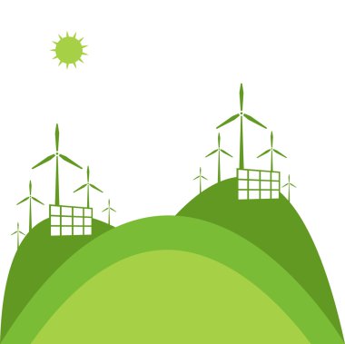 İllüstrasyonlar kavramının düz ekoloji, ENVI simgeleri ile tasarım