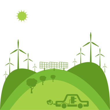 İllüstrasyonlar kavramının düz ekoloji, ENVI simgeleri ile tasarım