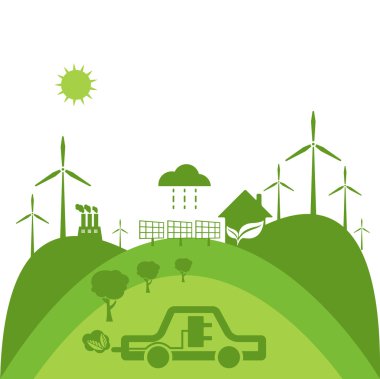 İllüstrasyonlar kavramının düz ekoloji, ENVI simgeleri ile tasarım