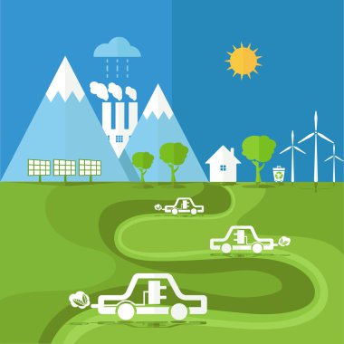 İllüstrasyonlar kavramının düz ekoloji, ENVI simgeleri ile tasarım