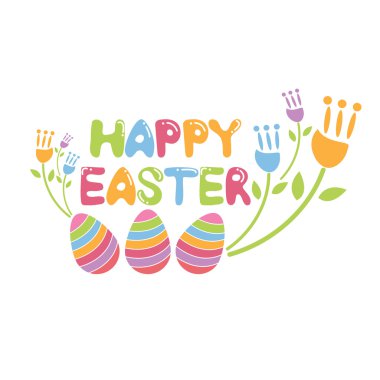 Çiçek ve yumurta ile kavram Happy Easter illüstrasyon. Vektör