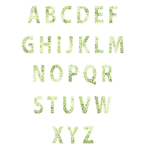 Textuur bloem lettertype. Vector — Stockvector