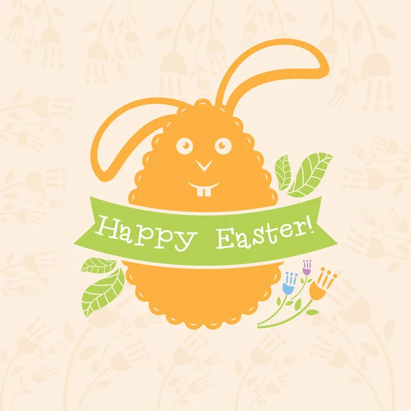 Concepto Tarjeta de Pascua con huevo y conejo. Vector — Archivo Imágenes Vectoriales