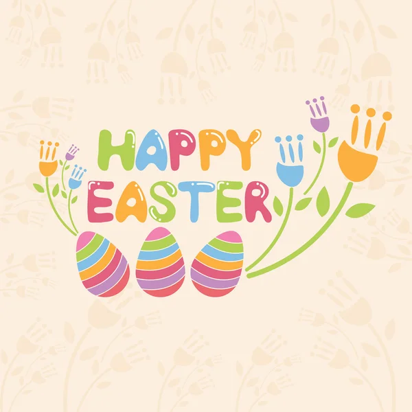 Concept  Happy Easter illustration with flowers and eggs. Vector — Stock Vector