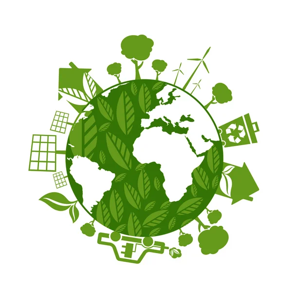 Illustrations of concept earth with icons of ecology, environmen — Stock Illustration Illustrations of concept earth with icons of ecology, environmen Vector Graphics