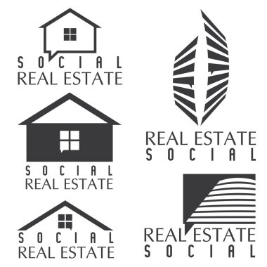 Collection of social real estate icons and design elements clipart