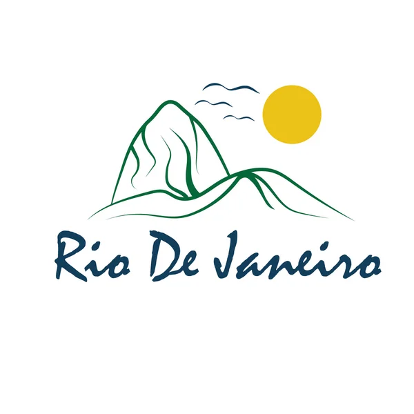 Rio de janeiro illustrazione con testa di zucchero collina — Vettoriale Stock