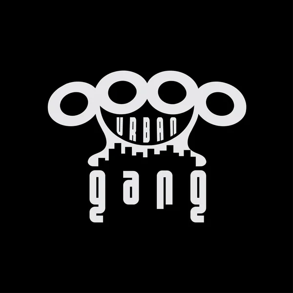 Urban gang emblem with brass knuckles — Stock Vector