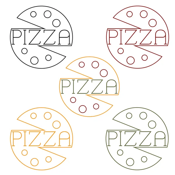 Etiquetas de pizza estilo de línea artesanal — Vector de stock