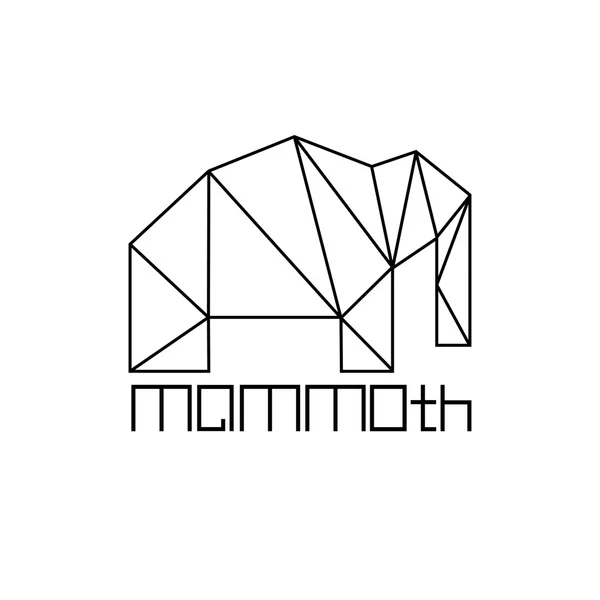 Mammoth in polygon line craft style — Stock Vector