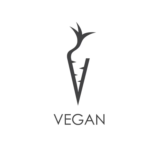 Monograma vegano en forma de zanahoria — Vector de stock