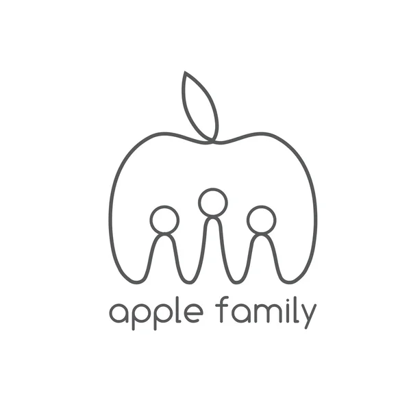 Happy apple family vector design template — Stock Vector