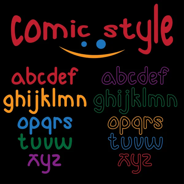 Lowercase comic style alphabet — Stock Vector