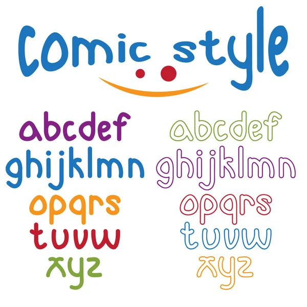 Lowercase comic style alphabet — Stock Vector