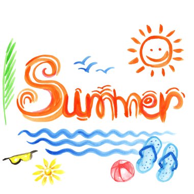 Yaratıcı grafik yaz için. Suluboya. Vektör 