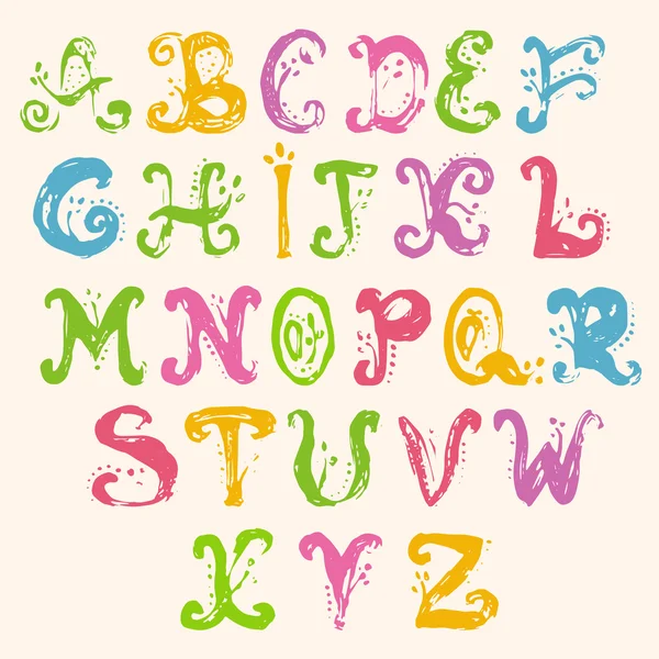 Hand drawn foliage alphabet.Vector — Stock Vector