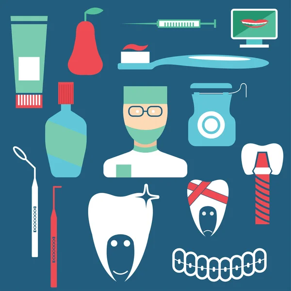 Collection design plat de thème de la dentisterie — Image vectorielle