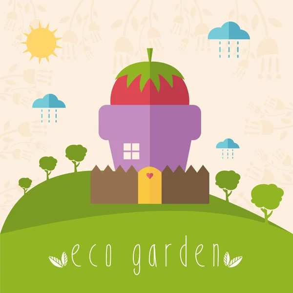 Concept d'illustration de pot de jardin avec légumes. Vecteur — Image vectorielle