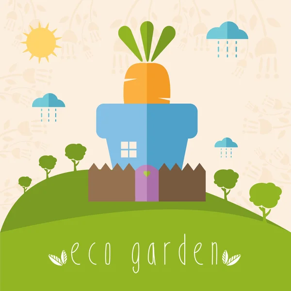 Illustration concept of garden pot with vegetables. Vector — Stock Vector