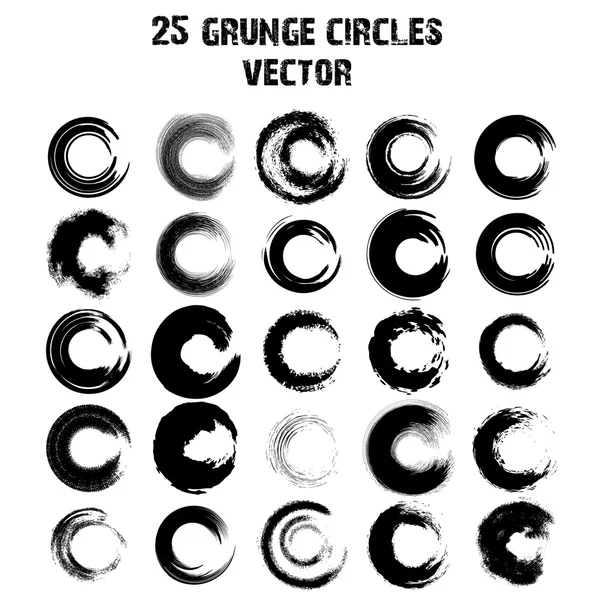 25 farklı grunge daireler kümesi. Vektör