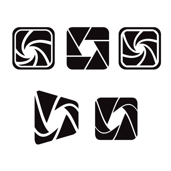 Camera objective shutter icon. Vector