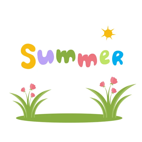 Illustration of text summer with flowers. Vector — Stock Vector