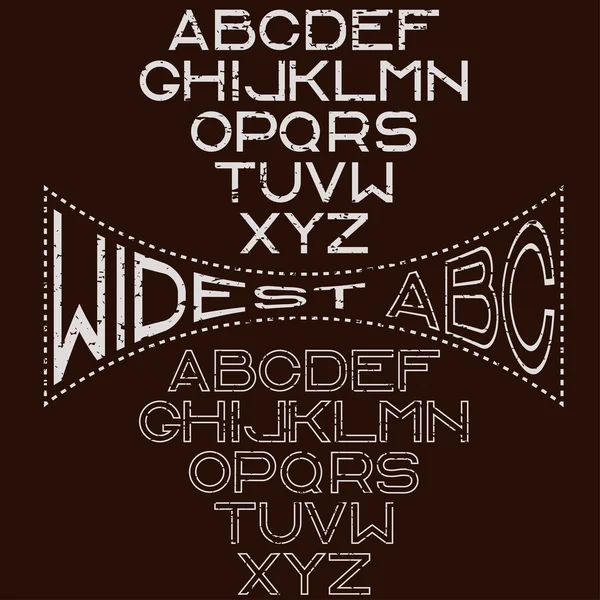 Grunge retro wide alphabet for labels — Stock Vector