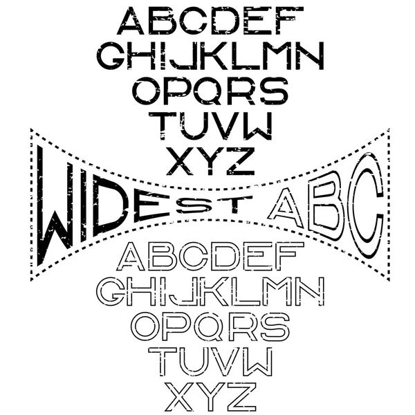 Grunge retro wide alphabet for labels — Stock Vector