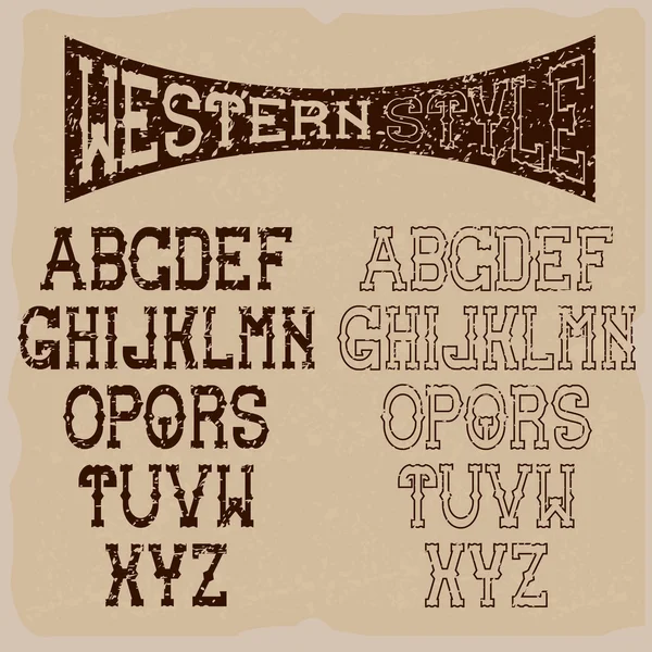 Гранж-западный алфавит — стоковый вектор