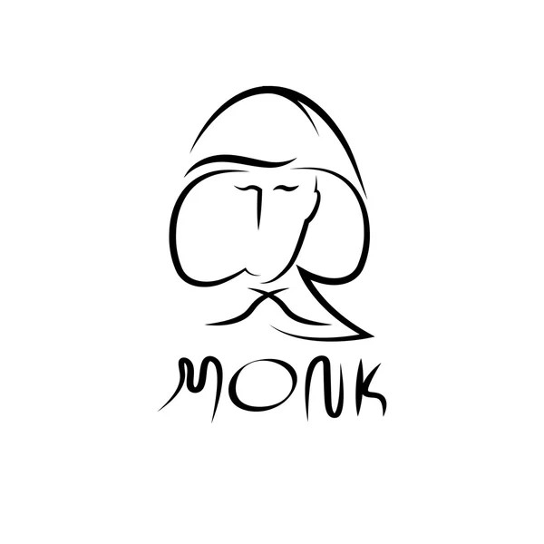 Monk face outline illustration — Stok Vektör