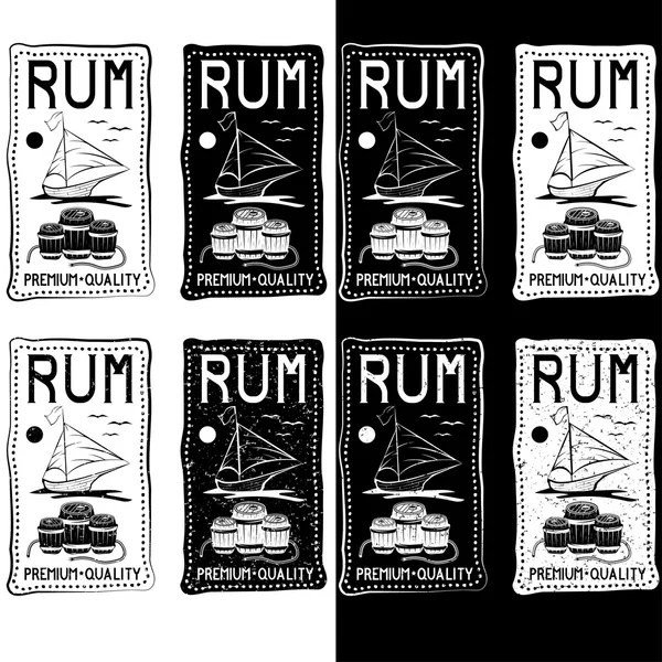 Rum vintage rótulos conjunto — Vetor de Stock