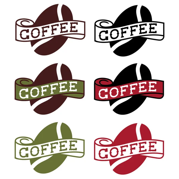 Etiquetas retro con grano de café — Vector de stock