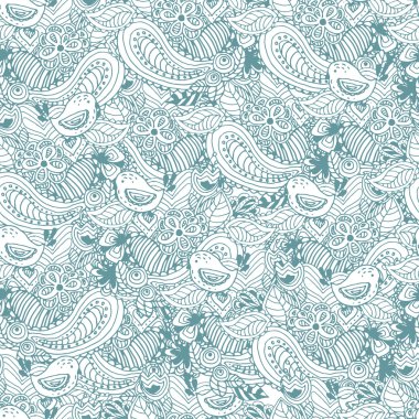 Vintage çiçek el çekilmiş seamless modeli. Vektör