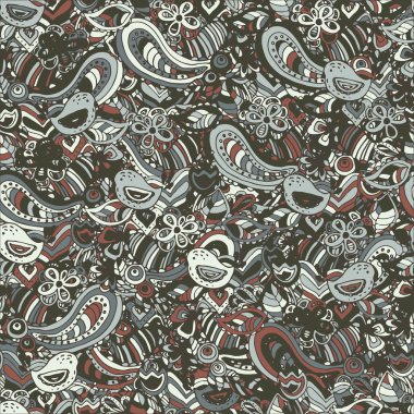 Vintage çiçek el çekilmiş seamless modeli. Vektör