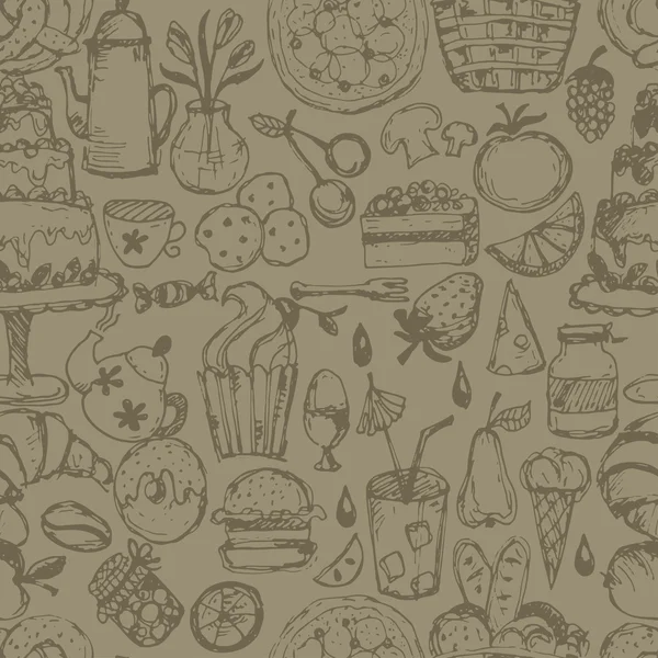 Hand drawn seamless pattern for kitchen theme .Vector
