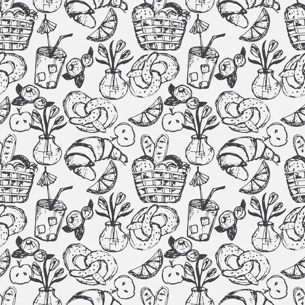 Hand drawn seamless pattern for kitchen theme .Vector
