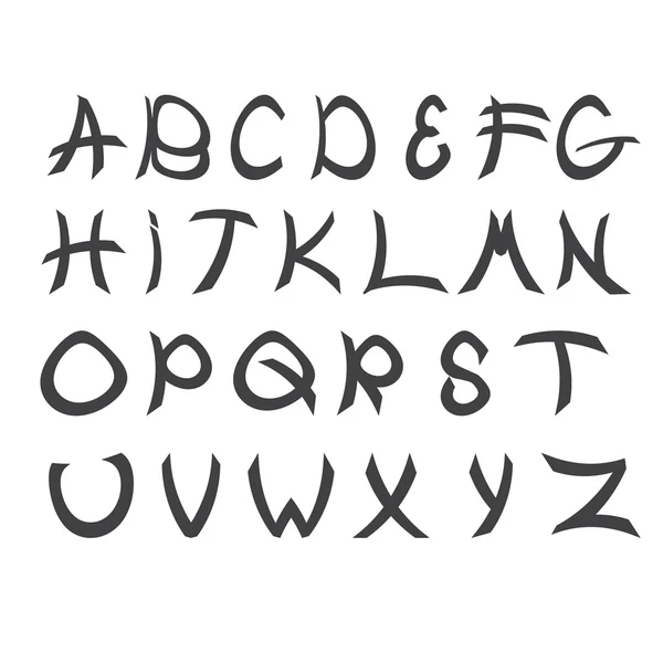 Handgeschreven lettertype in de Aziatische stijl. Vector — Stockvector