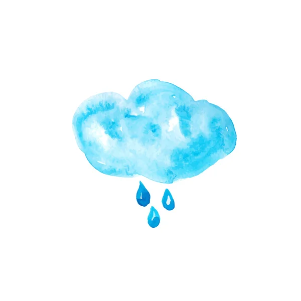 Akvarell moln med droppar. Vektor — Stock vektor