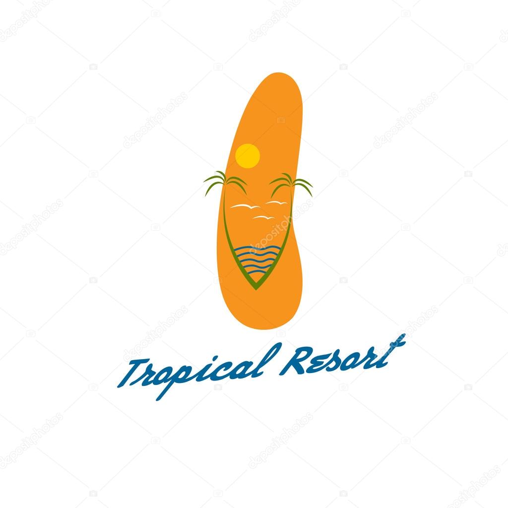 Beach slipper in tropical resort vector concept