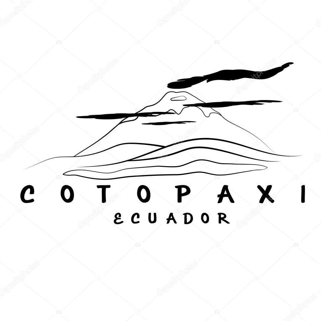Vector abstract illustration of volcano Cotopaxi in Ecuador