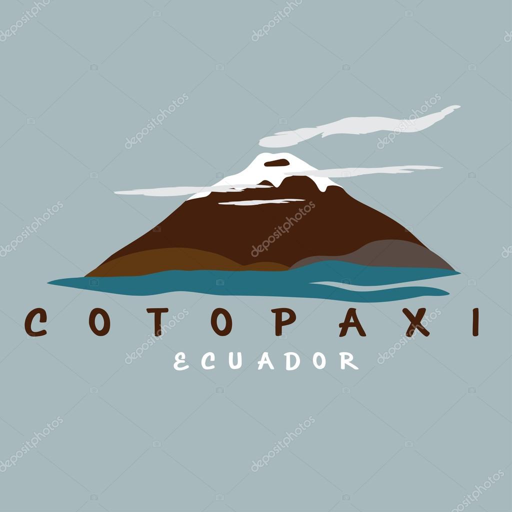 Vector abstract illustration of volcano Cotopaxi in Ecuador