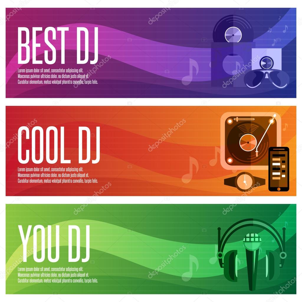 Vector banners set of dj and music theme Stock Vector Image by