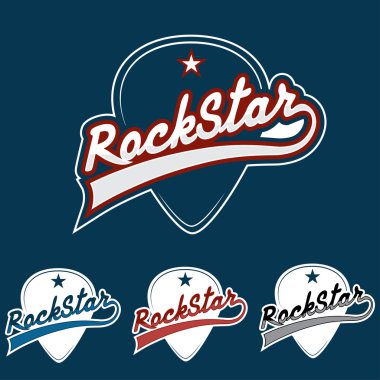 rock yıldız vintage vektör çizim gitar aracı ile