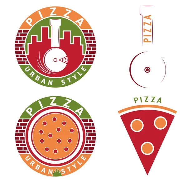 Urban Style Pizza Vektor Etiketten und Elemente Set — Stockvektor