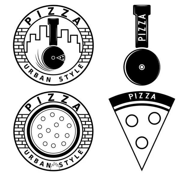 Urban Style Pizza Vektor Etiketten und Elemente Set — Stockvektor