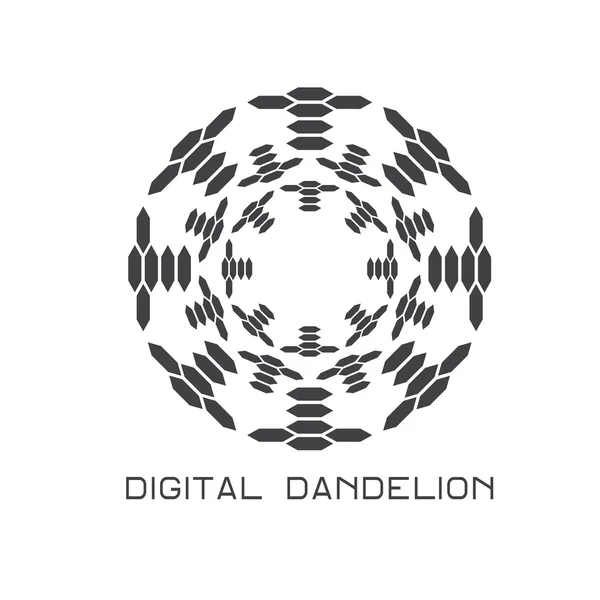 Illustration of concept digital dandelion. Vector logo — Stock Vector