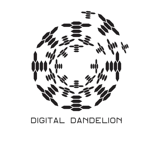 Illustration of concept digital dandelion. Vector logo — Stock Vector