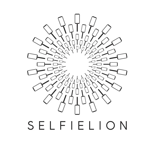 Pissenlit avec téléphones et selfie bâton vecteur concept de conception — Image vectorielle