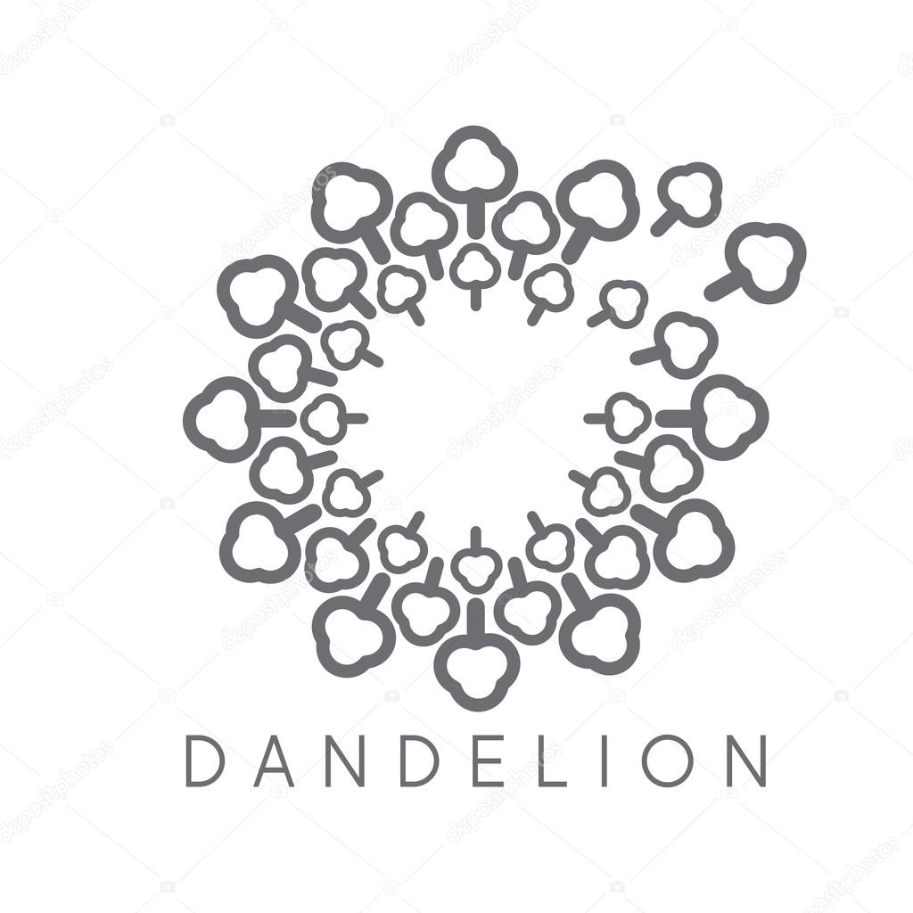 Illustration of concept cloud dandelion. Vector logo