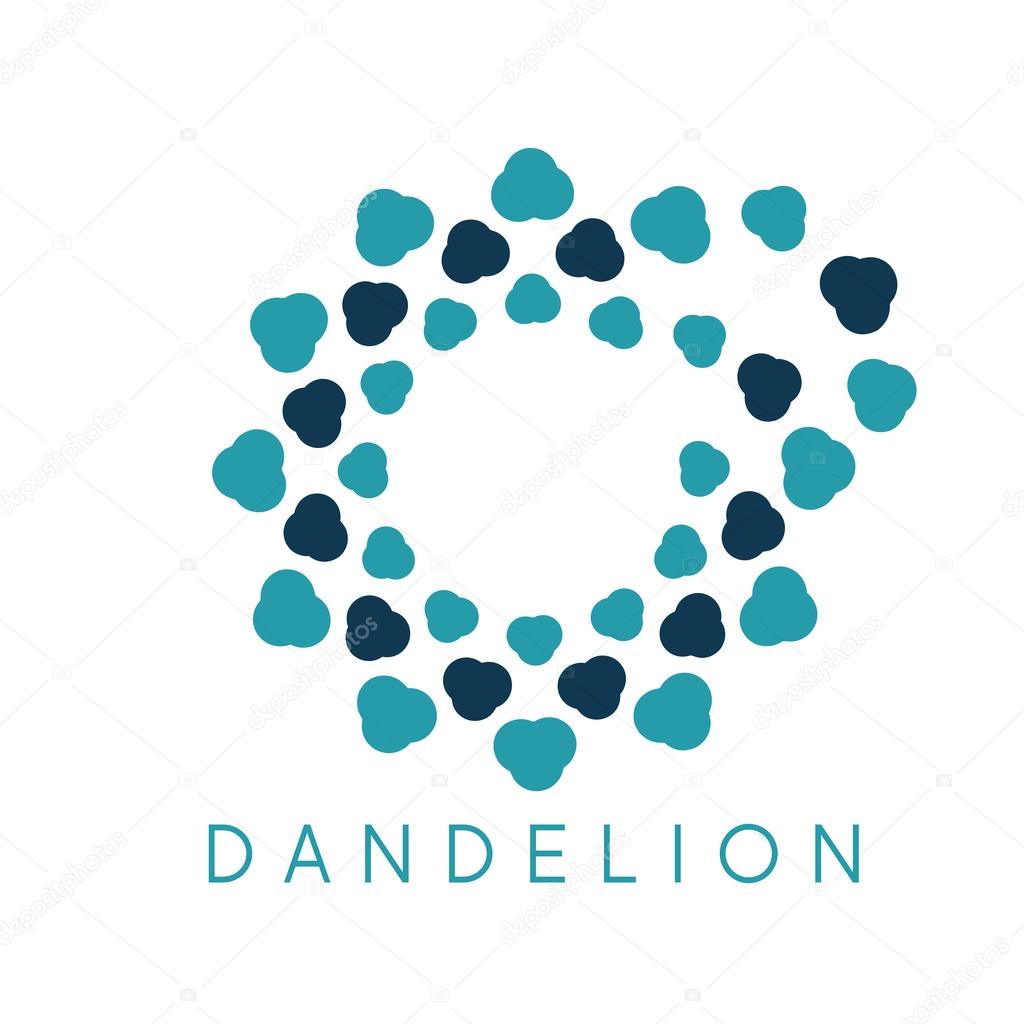 Illustration of concept cloud dandelion. Vector logo